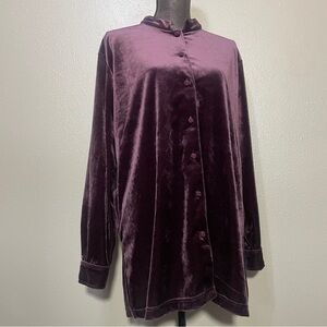 Honors Faux Velvet Button Down Shirt